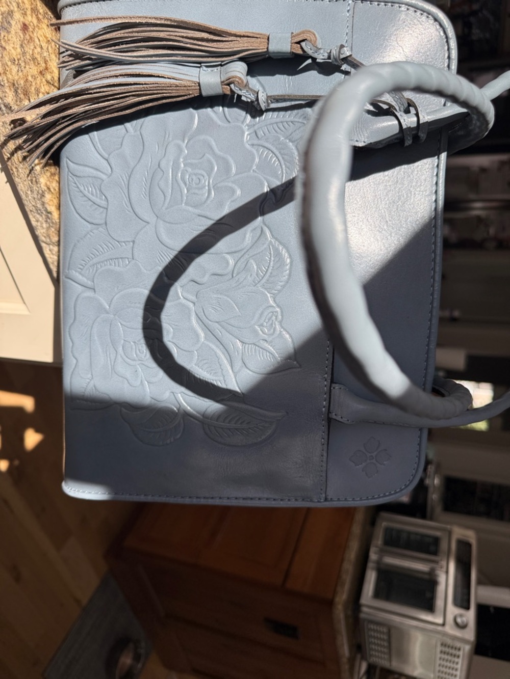 Patricia Nash Rose Tooled Embossed Handbag Paris Satchel Large - Picture 6 of 13